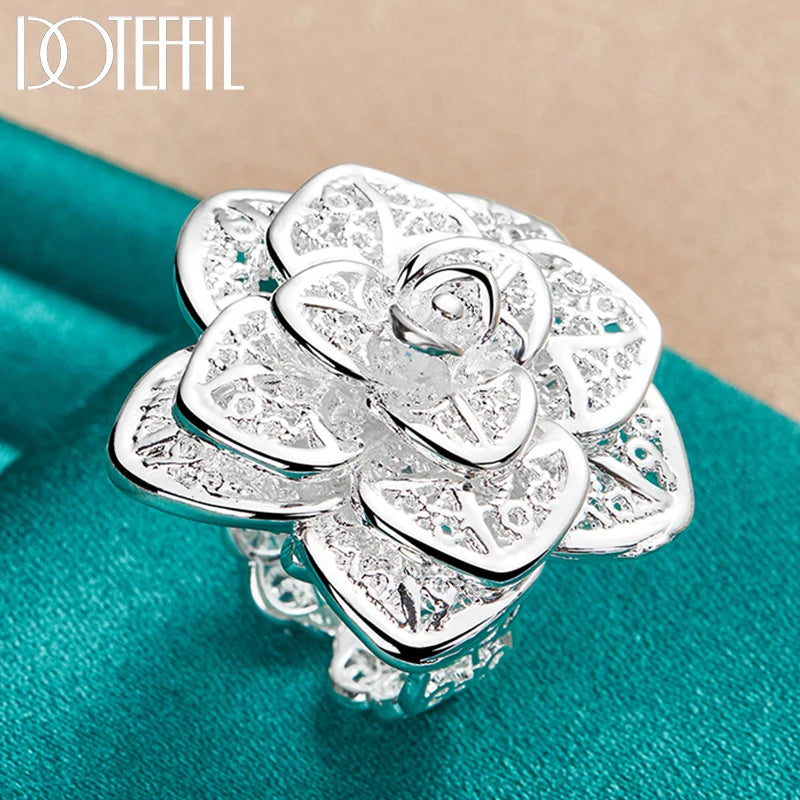 925 Sterling Silver Rose Flower Open Ring -Buy one get one free🔥