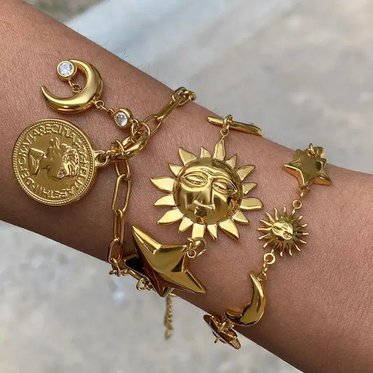 Elegant Star Moon Casual Bracelet with Sun Pendant - BOGO 🔥
