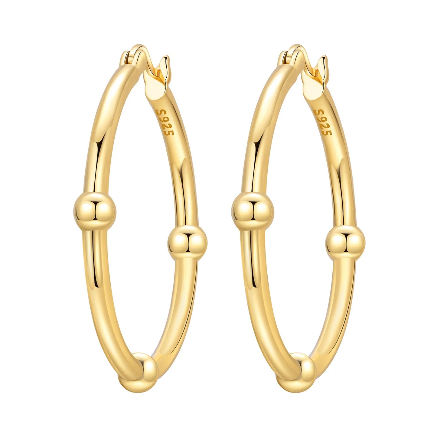 S925 Sterling Silver 18K Gold Square Hoop Earrings
