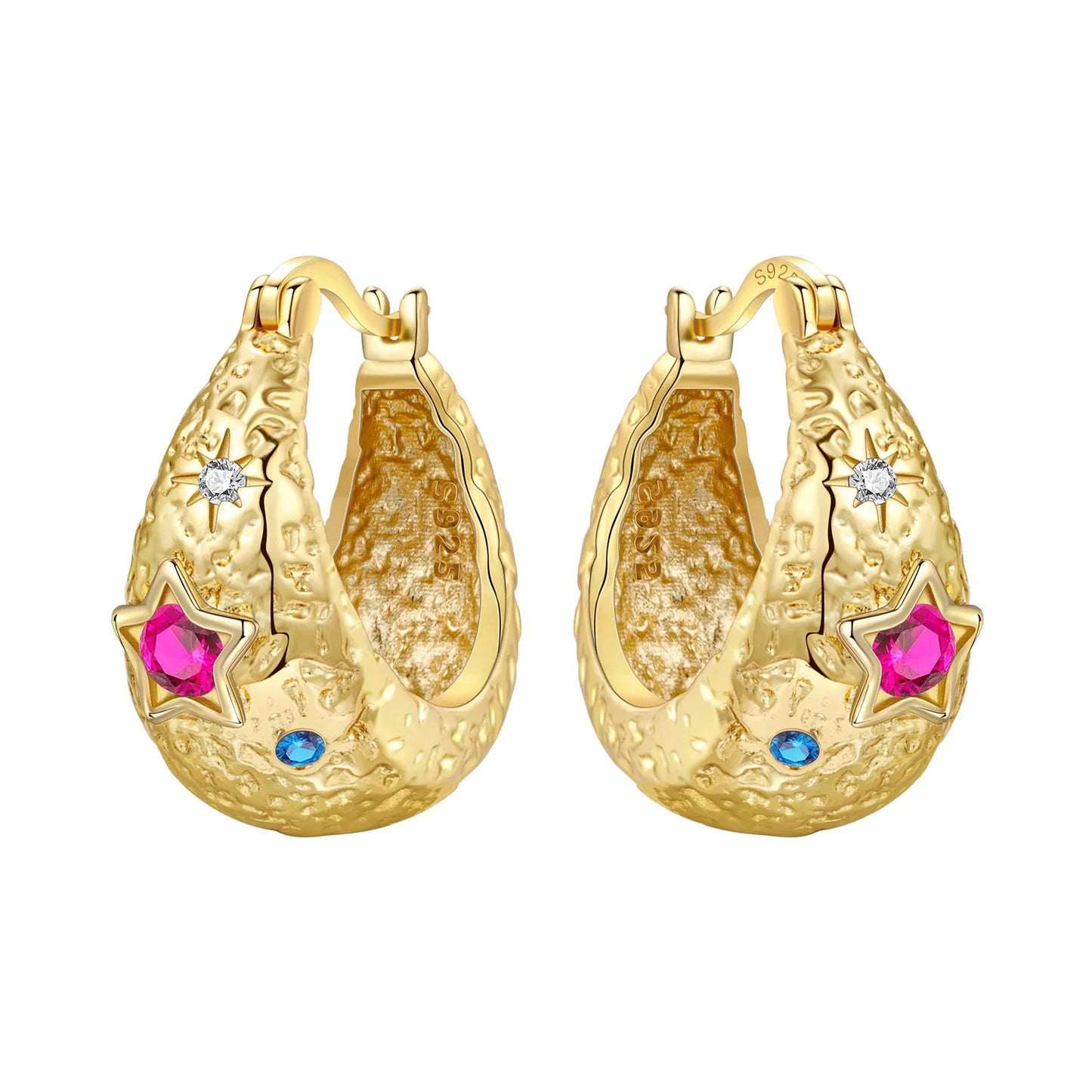 S925 Sterling Silver 18K Gold Square Hoop Earrings
