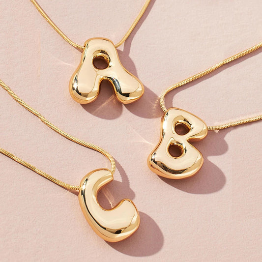 Golden Color Stainless Steel Initial Necklace for Women