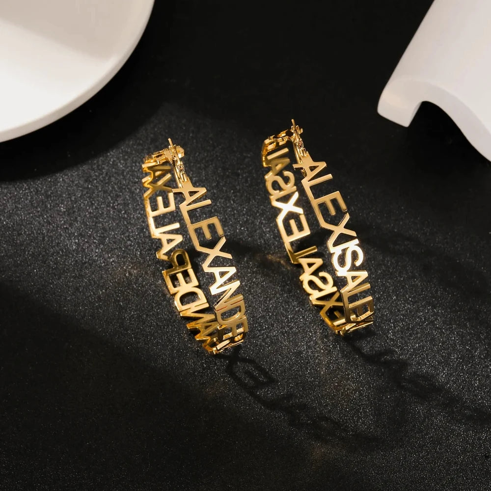 Custom Name Hoop Earrings for Women