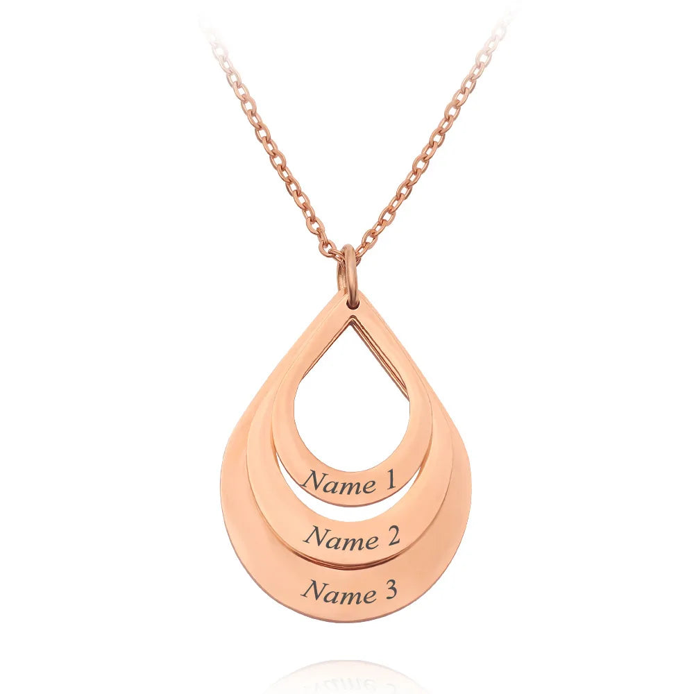 Water Drop Pendant Personalized Engrave 2-6 names - Buy One Get One free 🔥