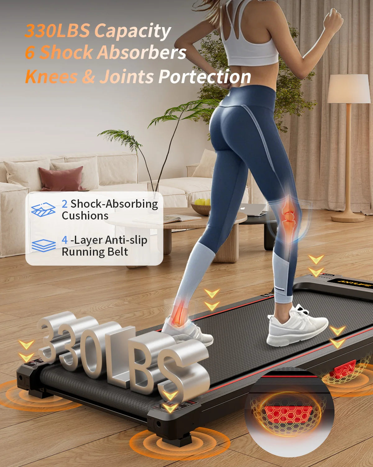 Under Desk Treadmill, Incline Walking Pad 2.5HP Portable Treadmills for Home