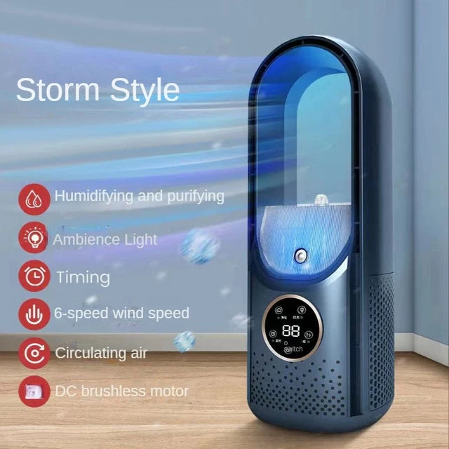 Portable USB Air Cooler Leafless Electric Fan 6 Speed