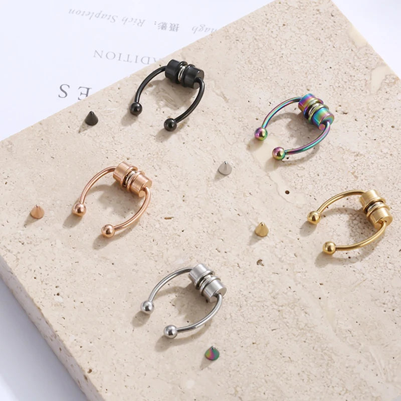 Magnet Fake Nose Ring,  5pcs Stainless Steel, Strong Magnetic Nose Stud,