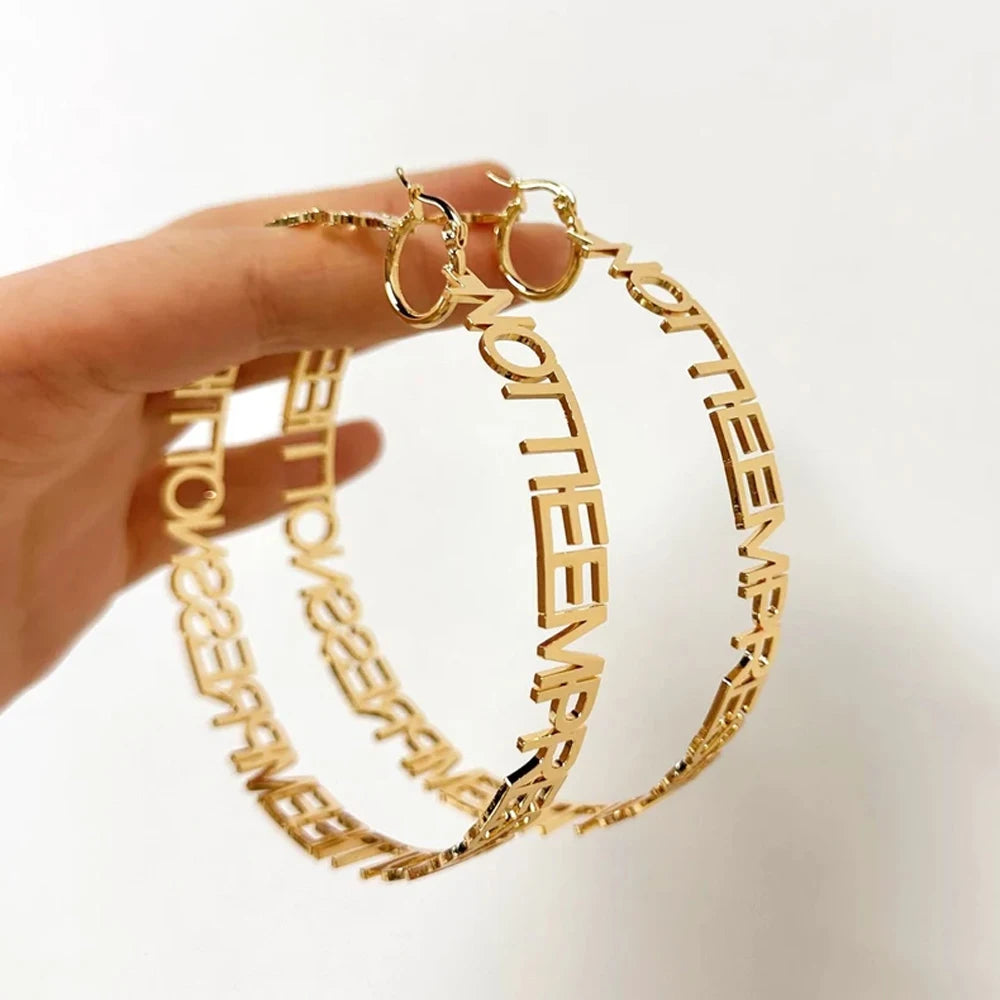 Custom Name Hoop Earrings for Women