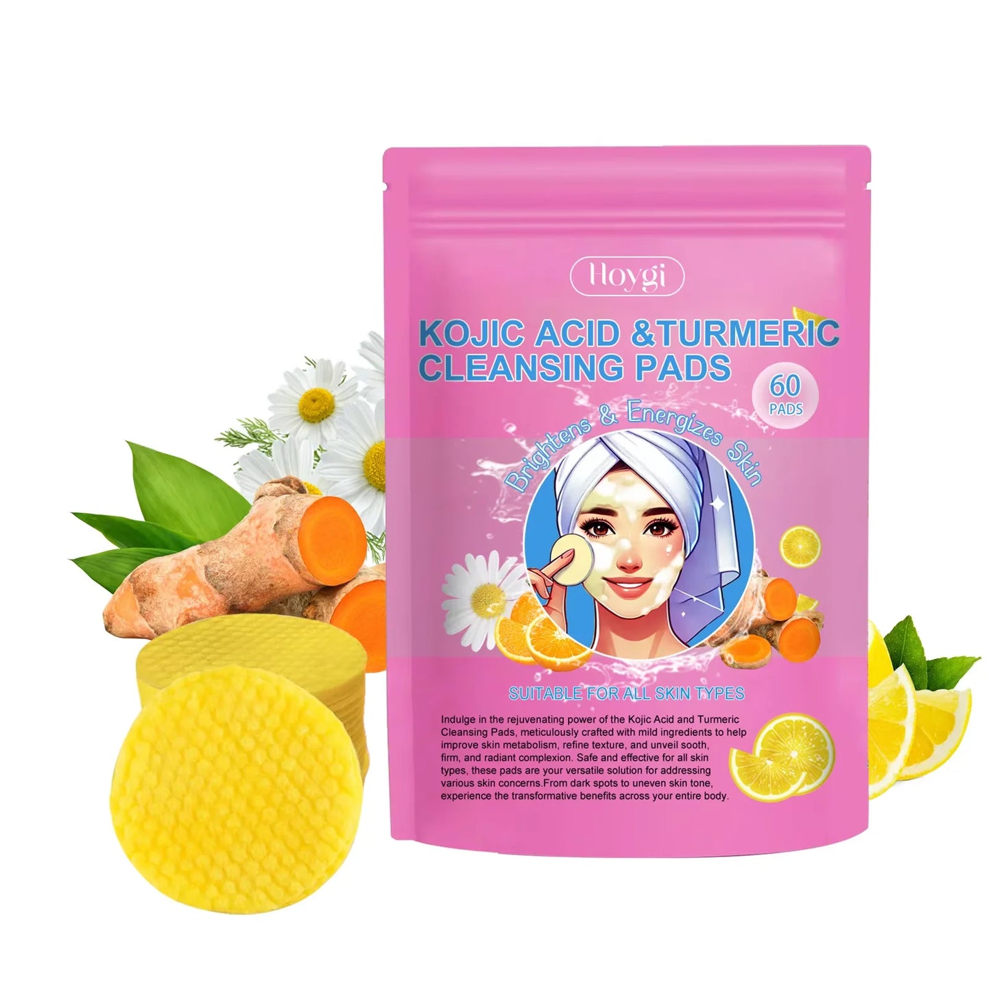 Turmeric Cleansing Pads Facial Exfoliating Makeup Removal