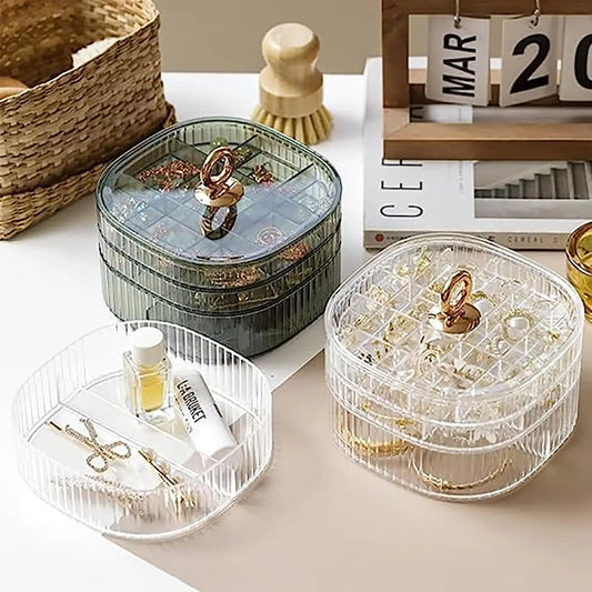 Transparent Jewelry Box 3-Layer Stackable Case Jewelry Case For Home