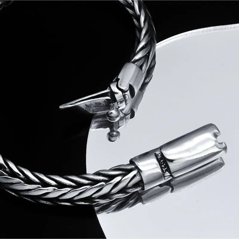 925 Sterling Silver Charm Bracelets For Men, BOCAI Chain Link Bracelet