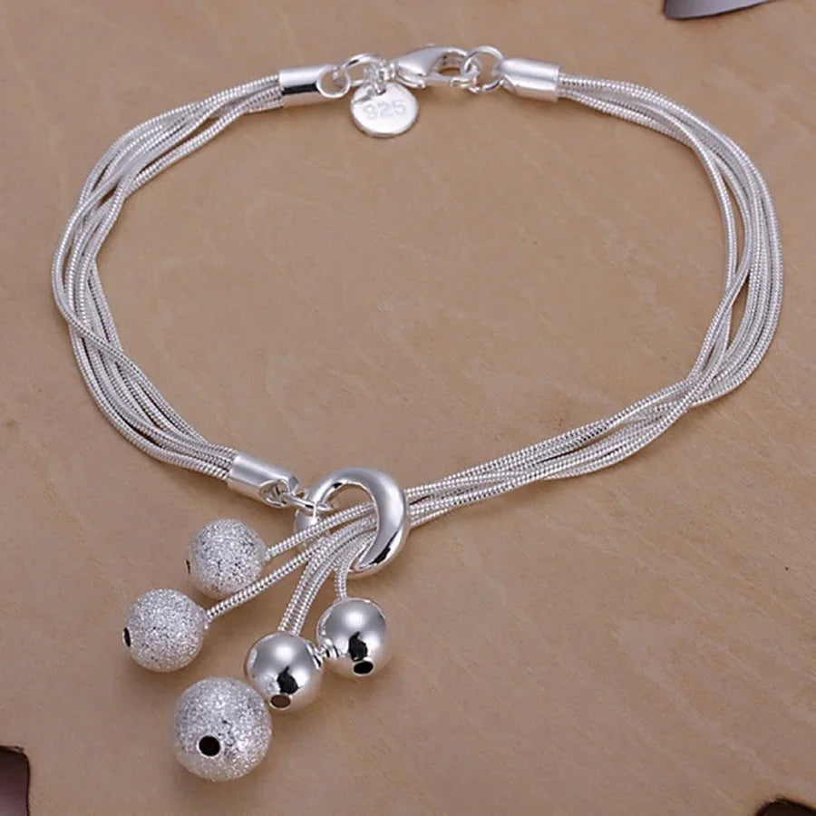 Fine Noble 925 Sterling Silver Solid Chain Bracelet For Women Men