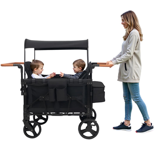 4 Seat Baby Wagon Stroller with Lockable Wheels