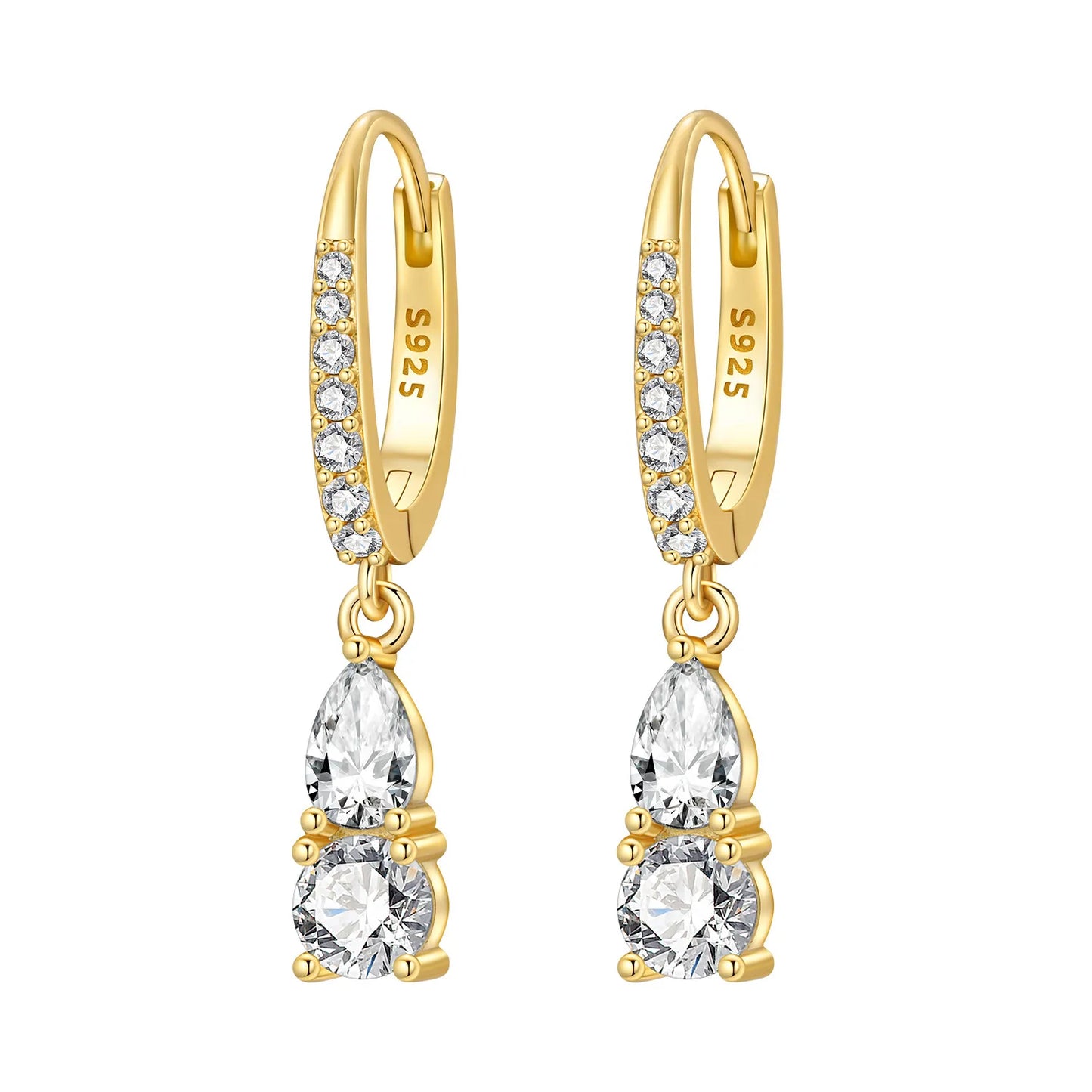 S925 Sterling Silver 18K Gold Square Hoop Earrings