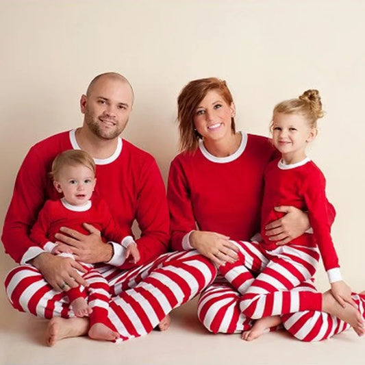 Christmas Family Pajamas Set Striped