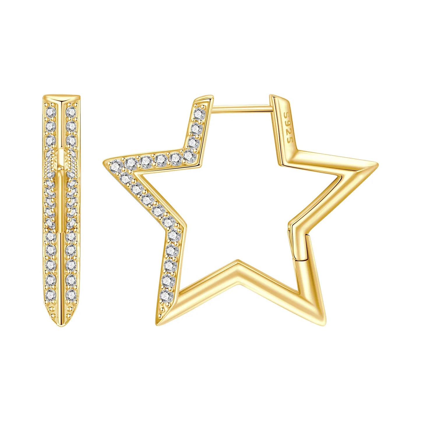 S925 Sterling Silver 18K Gold Square Hoop Earrings