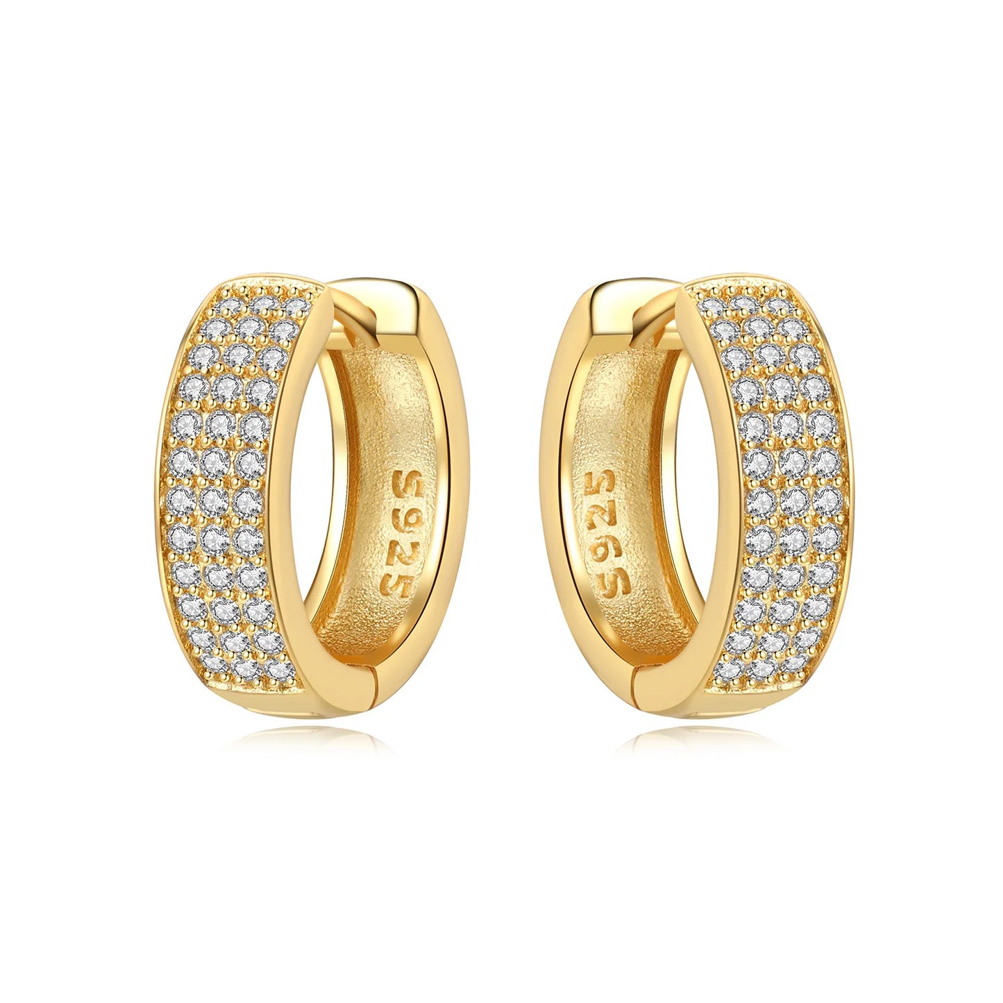 S925 Sterling Silver 18K Gold Square Hoop Earrings