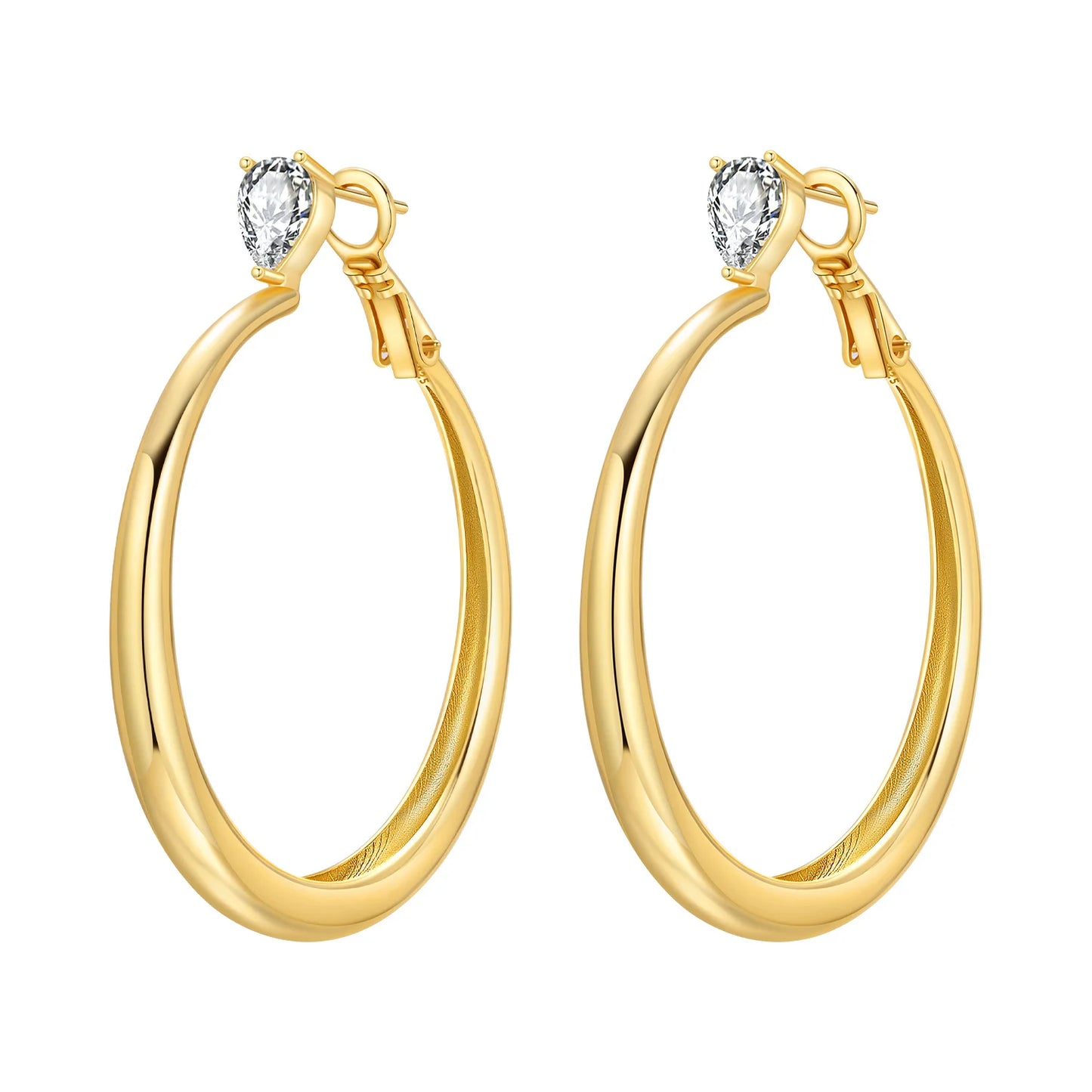 S925 Sterling Silver 18K Gold Square Hoop Earrings