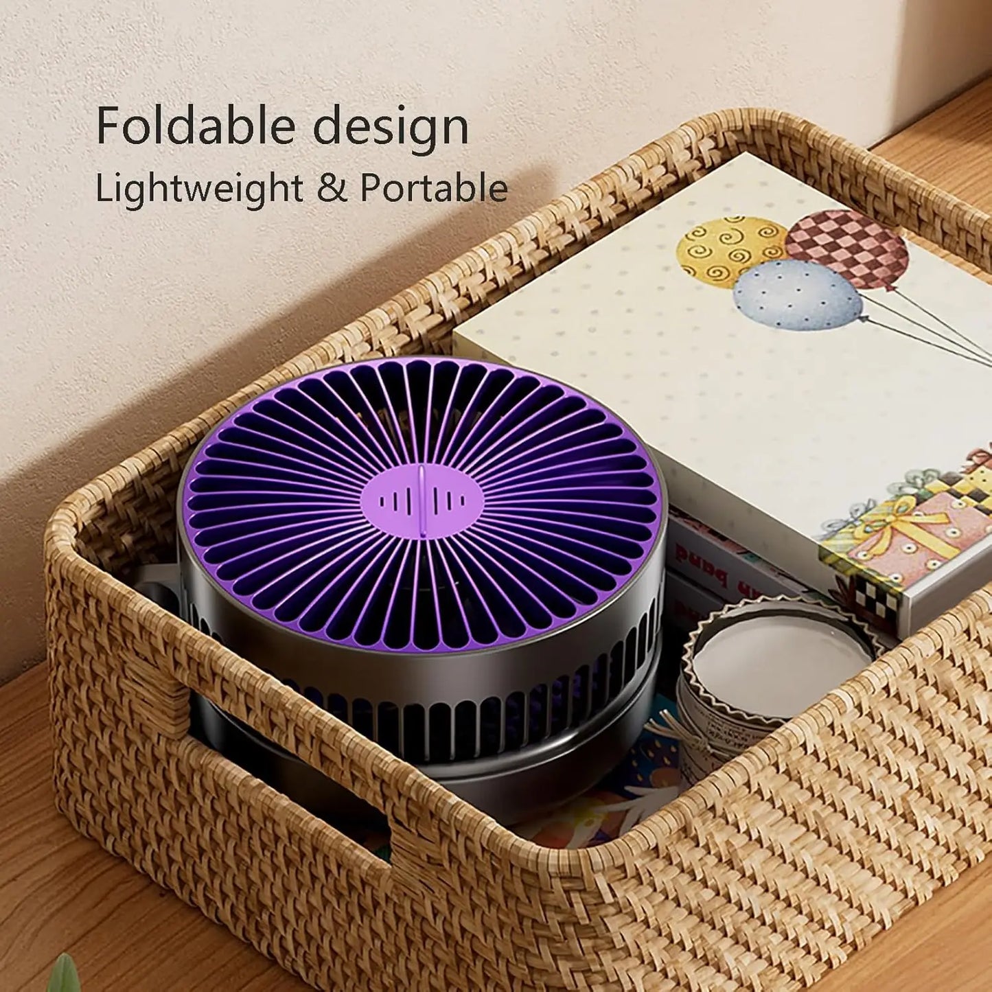 3000mAh Foldable Glow-in-the-Dark Fan Wall Mount Portable