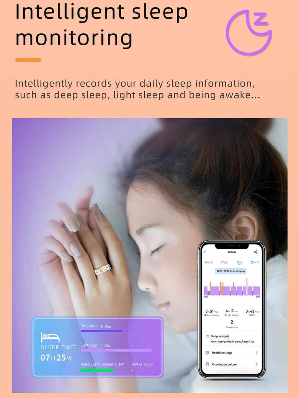 Smart Ring for Women Sleep Monitoring Blood Oxygen Multi-sports Modes - BOGO 🔥