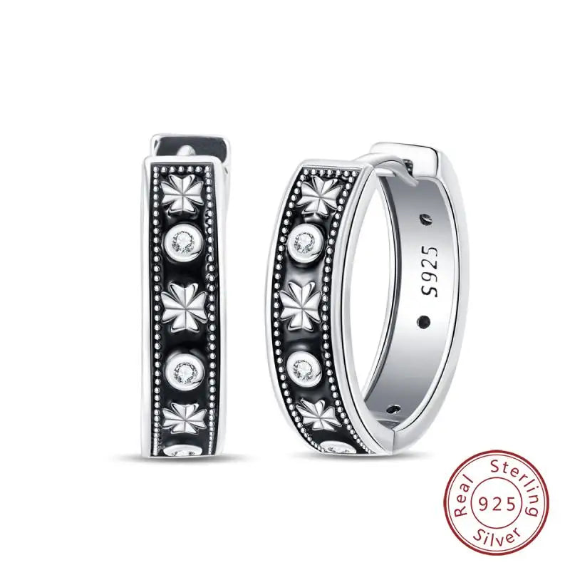 925 Sterling Silver Earrings Charm Simple Shiny Zirconia - Buy One Get