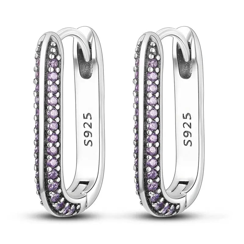 925 Sterling Silver Large Double Circle Hoop Earrings CZ Zircona -BOGO 🔥