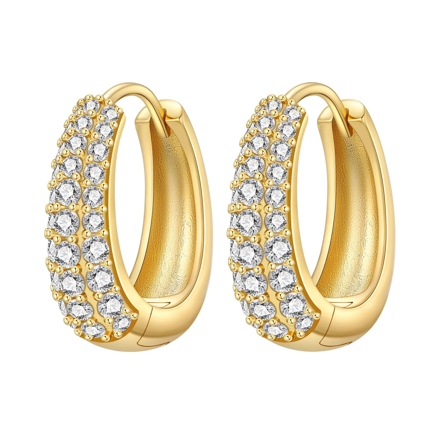 S925 Sterling Silver 18K Gold Square Hoop Earrings