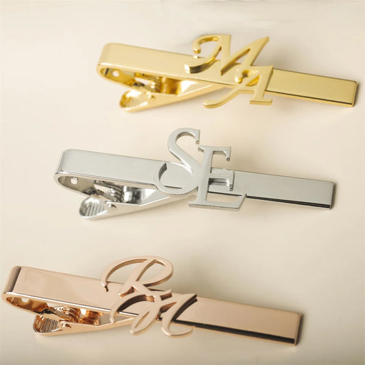 Custom Initial Tie Clip for Men's Stainless Steel Tie Clip