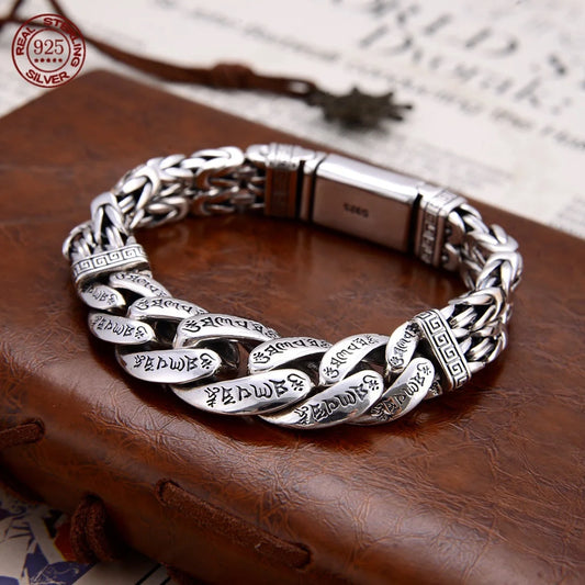 925 Sterling Silver Mantra Bracelets, Good Luck Handmade Bracelet