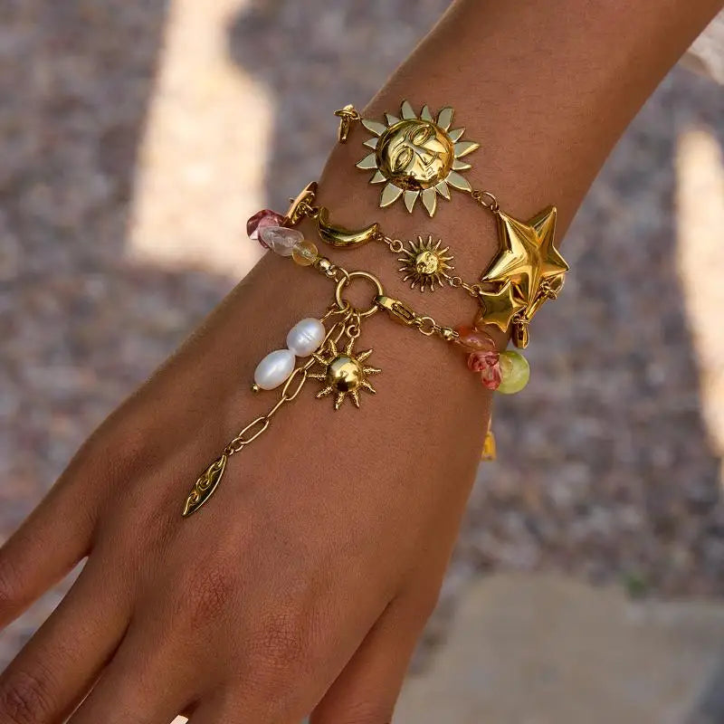 Elegant Star Moon Casual Bracelet with Sun Pendant - BOGO 🔥