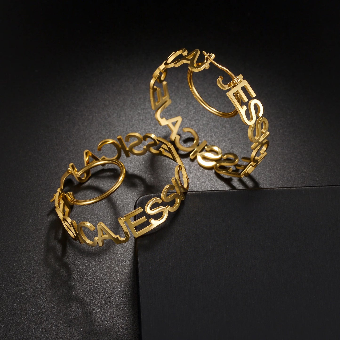 Custom Name Hoop Earrings for Women