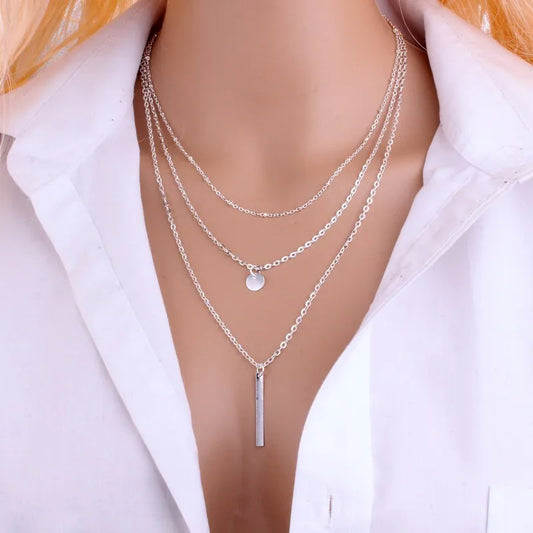 Layered Chain Necklace Vintage Gold Color/Silver