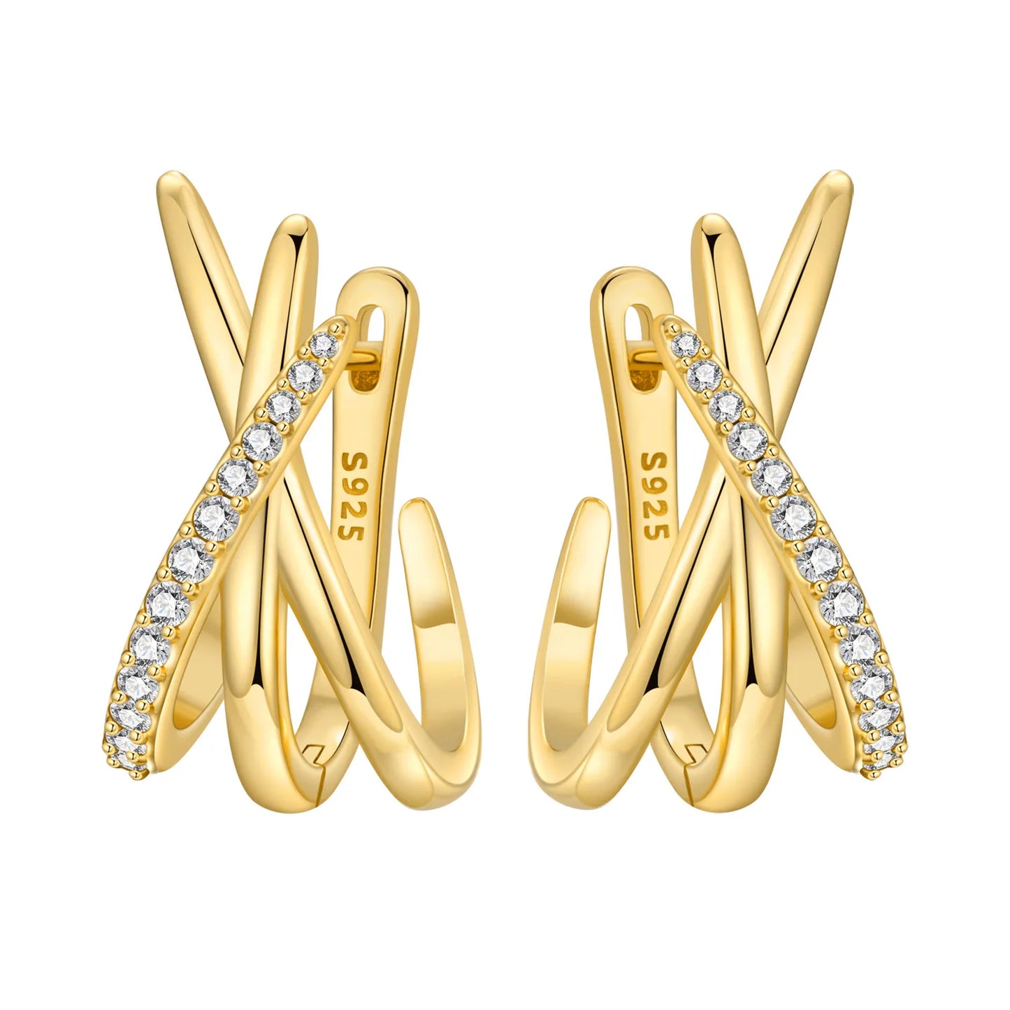 S925 Sterling Silver 18K Gold Square Hoop Earrings