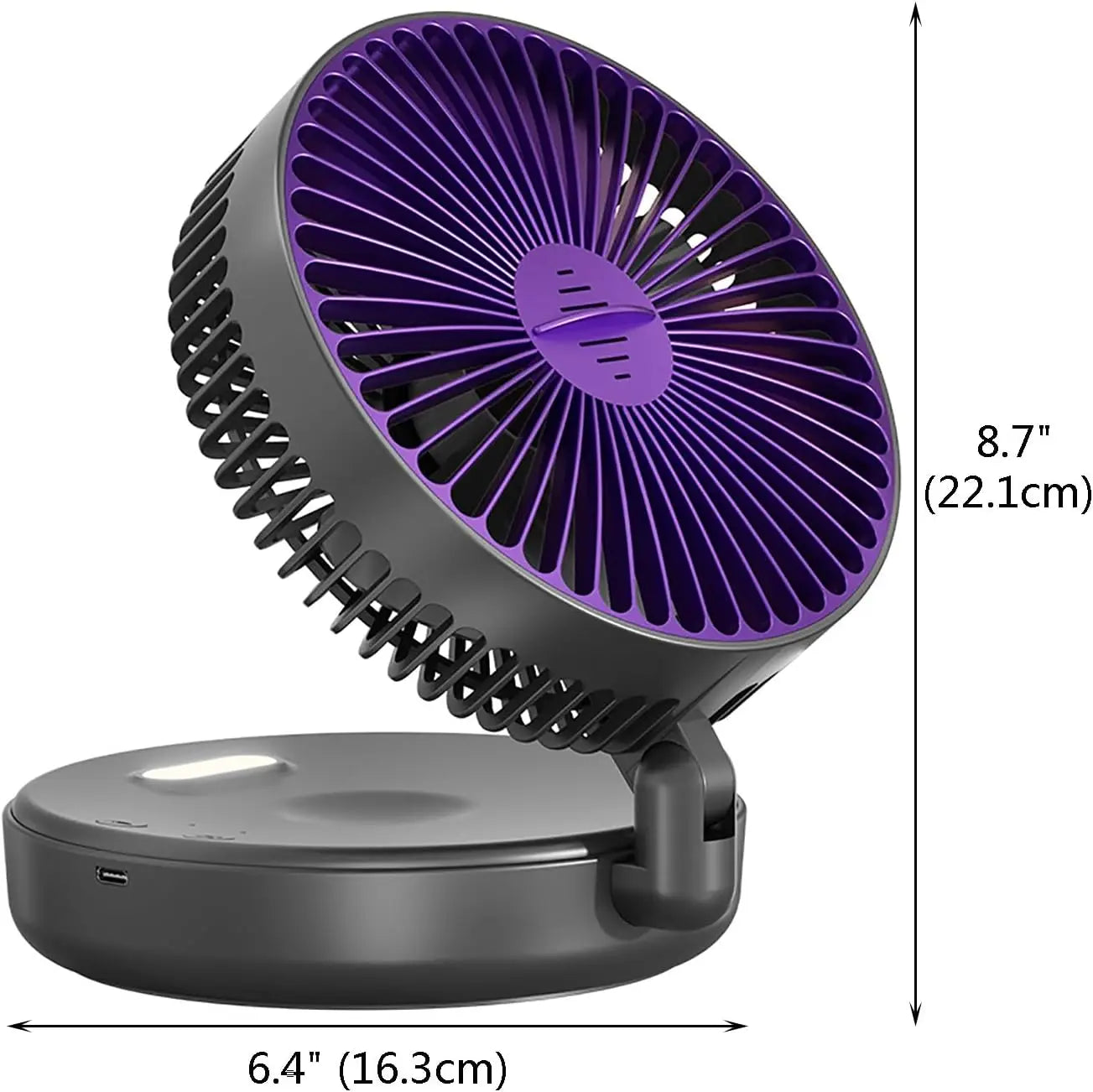3000mAh Foldable Glow-in-the-Dark Fan Wall Mount Portable