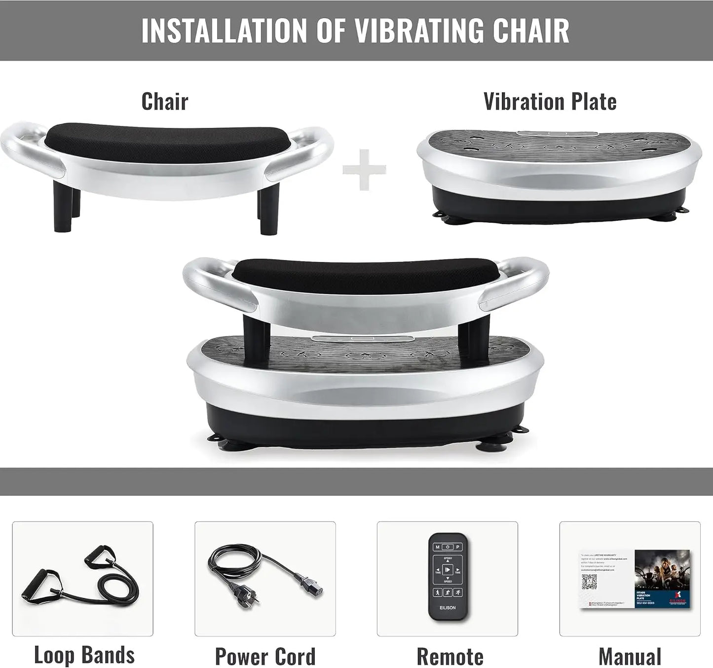 Whole Body Workout Vibration Platform w/Loop Bands - Lymphatic Drainage Machine