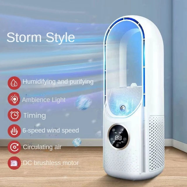 Portable USB Air Cooler Leafless Electric Fan 6 Speed