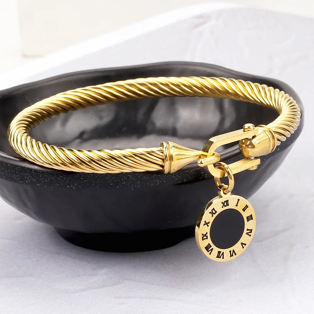 Stainless Steel Wire Rope Roman Digital Hang Buckle Bracelet - Buy One Get One Free 🔥