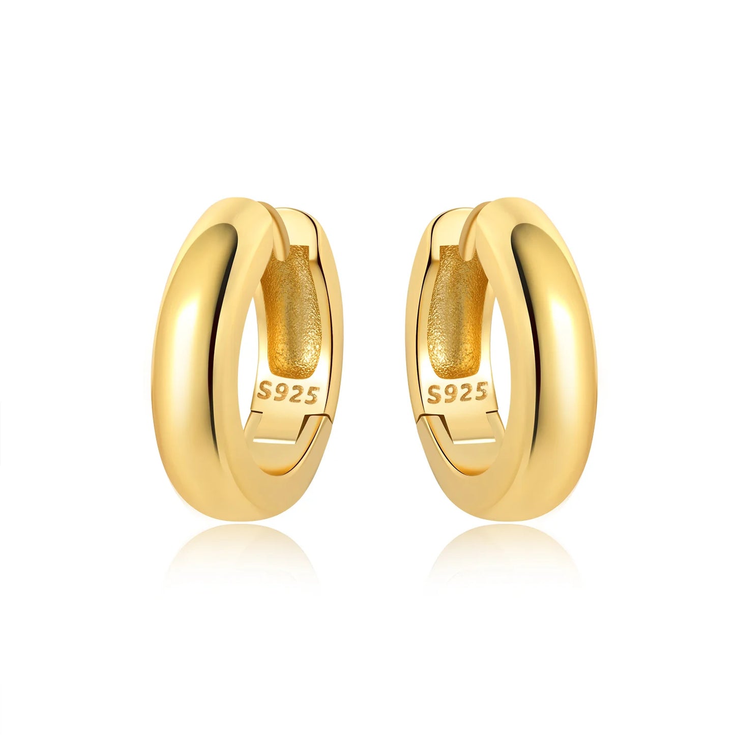 S925 Sterling Silver 18K Gold Square Hoop Earrings