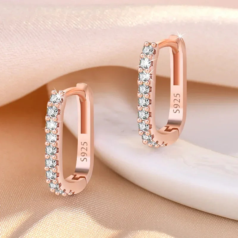 925 Sterling Silver Zircon Hoop Earrings for Women | Sparkling Crystal Circle Earrings