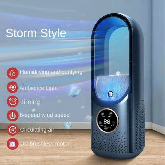 Portable USB Air Cooler Leafless Electric Fan 6 Speed