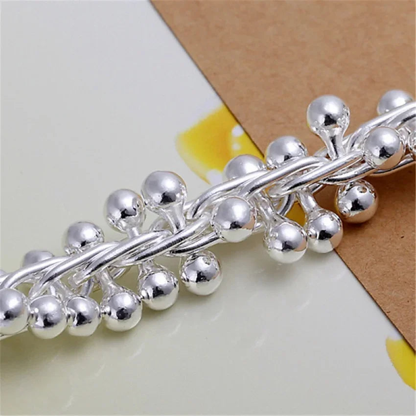 Fine NEW 925 Sterling Silver High Quality Lady solid beads Bracelet