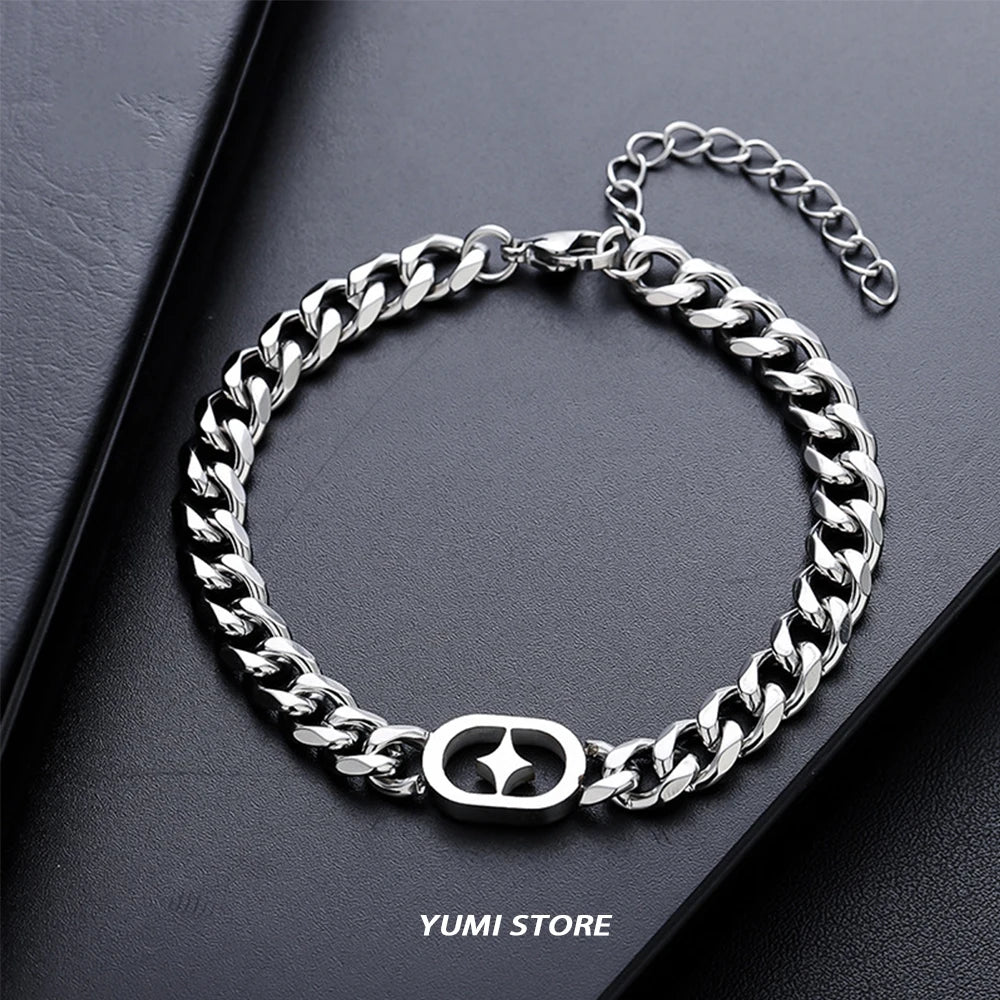 Stainless Steel Titanium Bracelet, Cuban Link Chain Bracelet