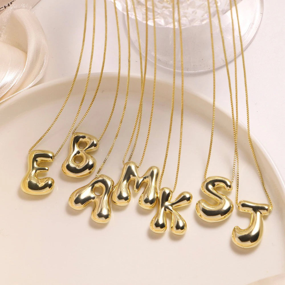 Golden Color Stainless Steel Initial Necklace for Women