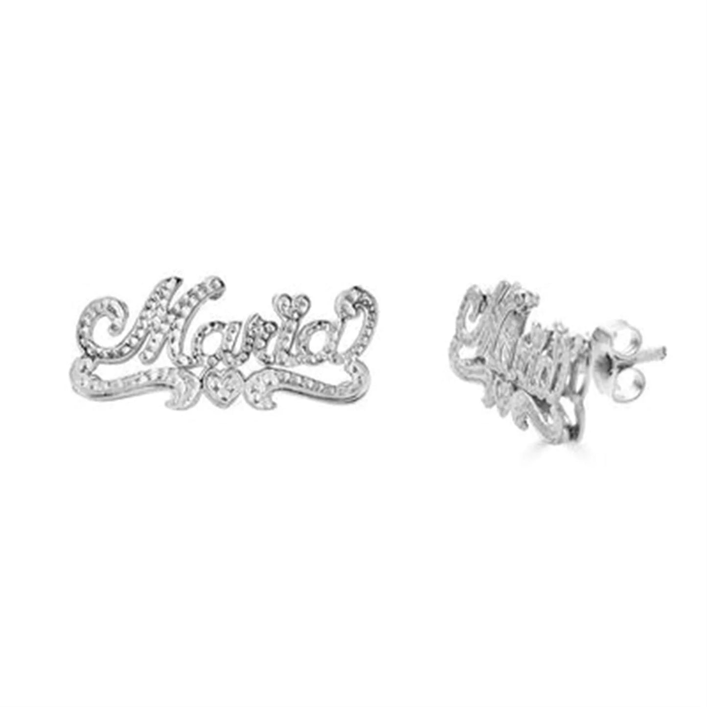 18K Gold Double-Plated Custom Script Name Earrings