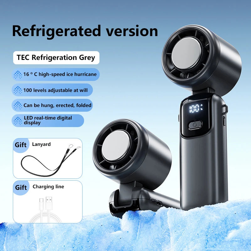 Ice Compress Handheld Fan Portable Outdoor Usb Digital Display Folding Fan