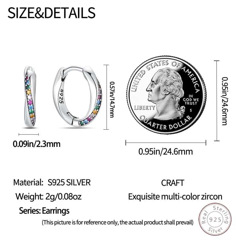 925 Sterling Silver Earrings Charm Simple Shiny Zirconia - Buy One Get