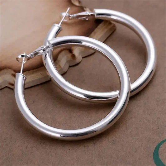 925 Sterling Silver Earrings 5CM Round Jewelryn- Buy One Get One Free 🔥
