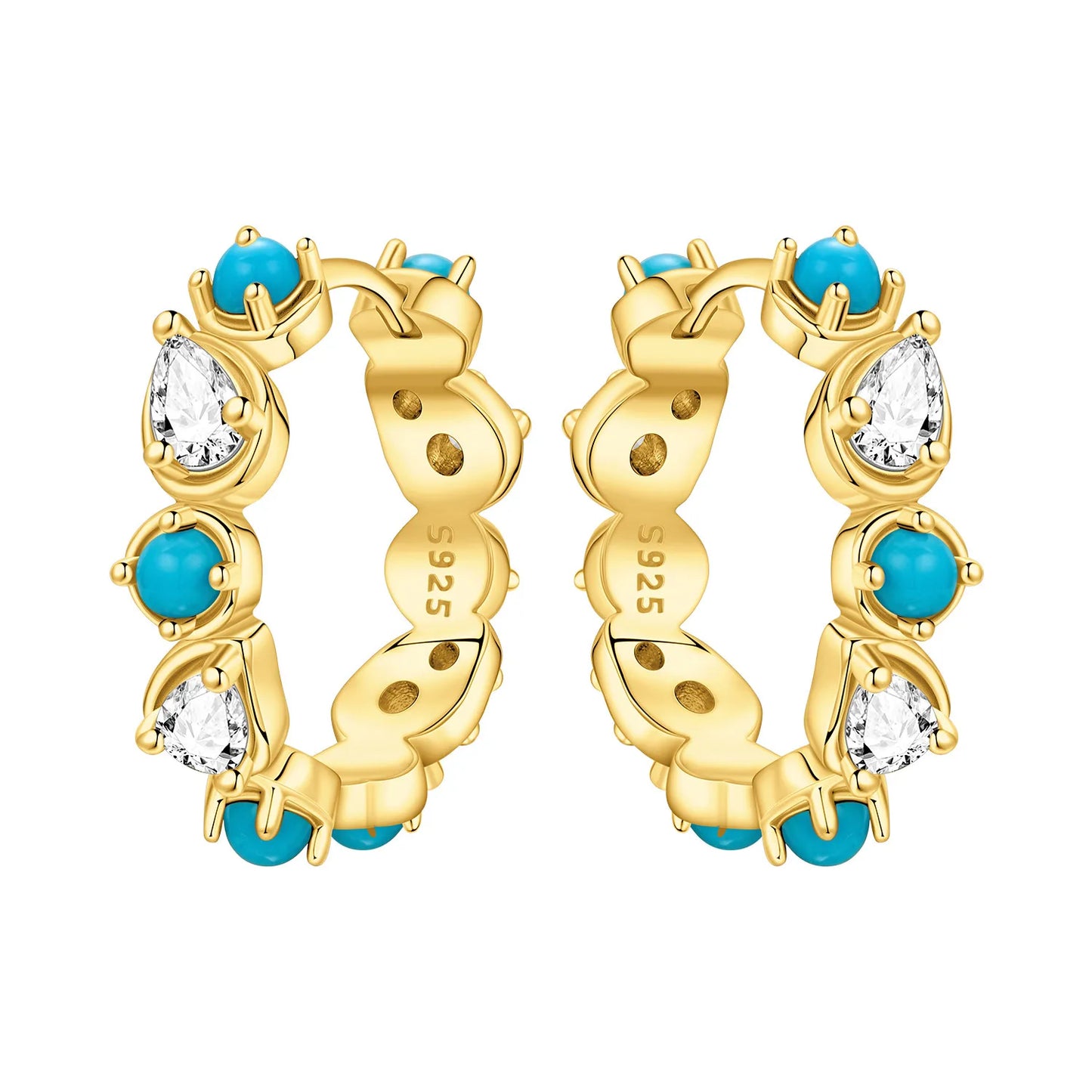S925 Sterling Silver 18K Gold Square Hoop Earrings