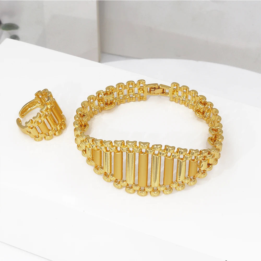 Luxury Jewelry Set Exaggerate Big Necklace Bracelet Earring Ring Set