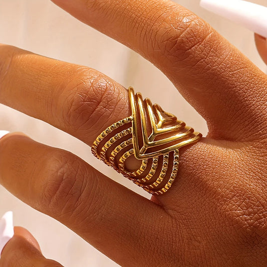 Stainless Steel Ring Irregular Unique Design Open Ring