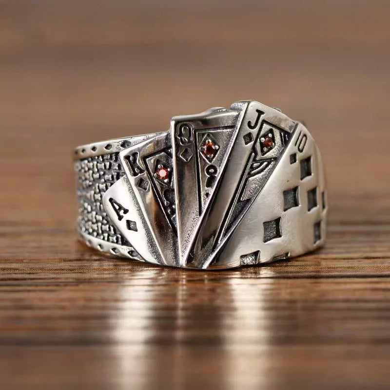 vintage open-ring unisex poker card-shaped Ring for men - Bogo 🔥